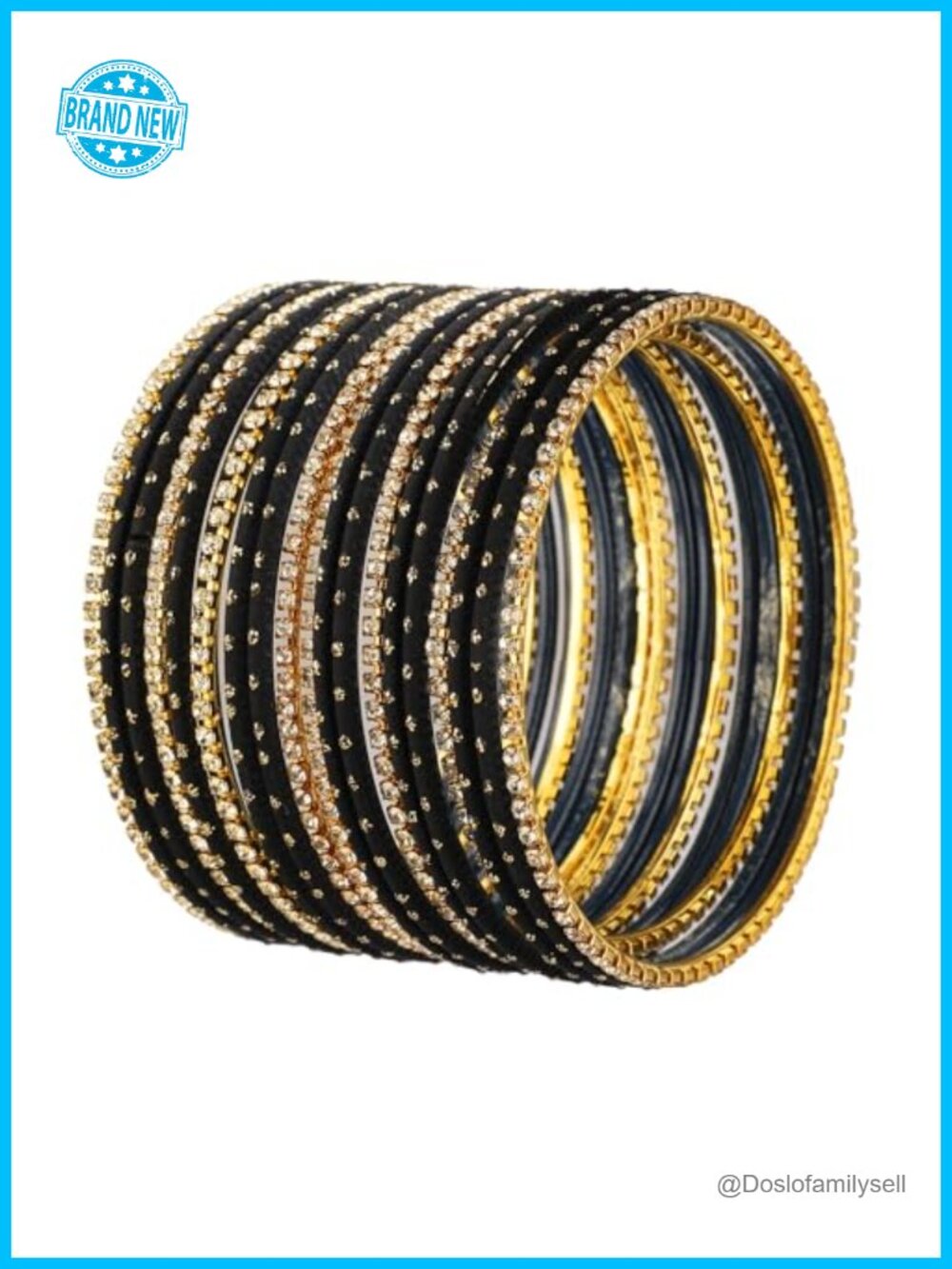 Rhinestone Crystal Bangle Set 20 Piece CZ Plain Metal Bracelet Jewelry